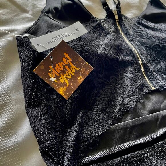 NWT Planet Gold Chevron Lurex Stretchy Dressy Dress XL Back Area is Open - Picture 5 of 12